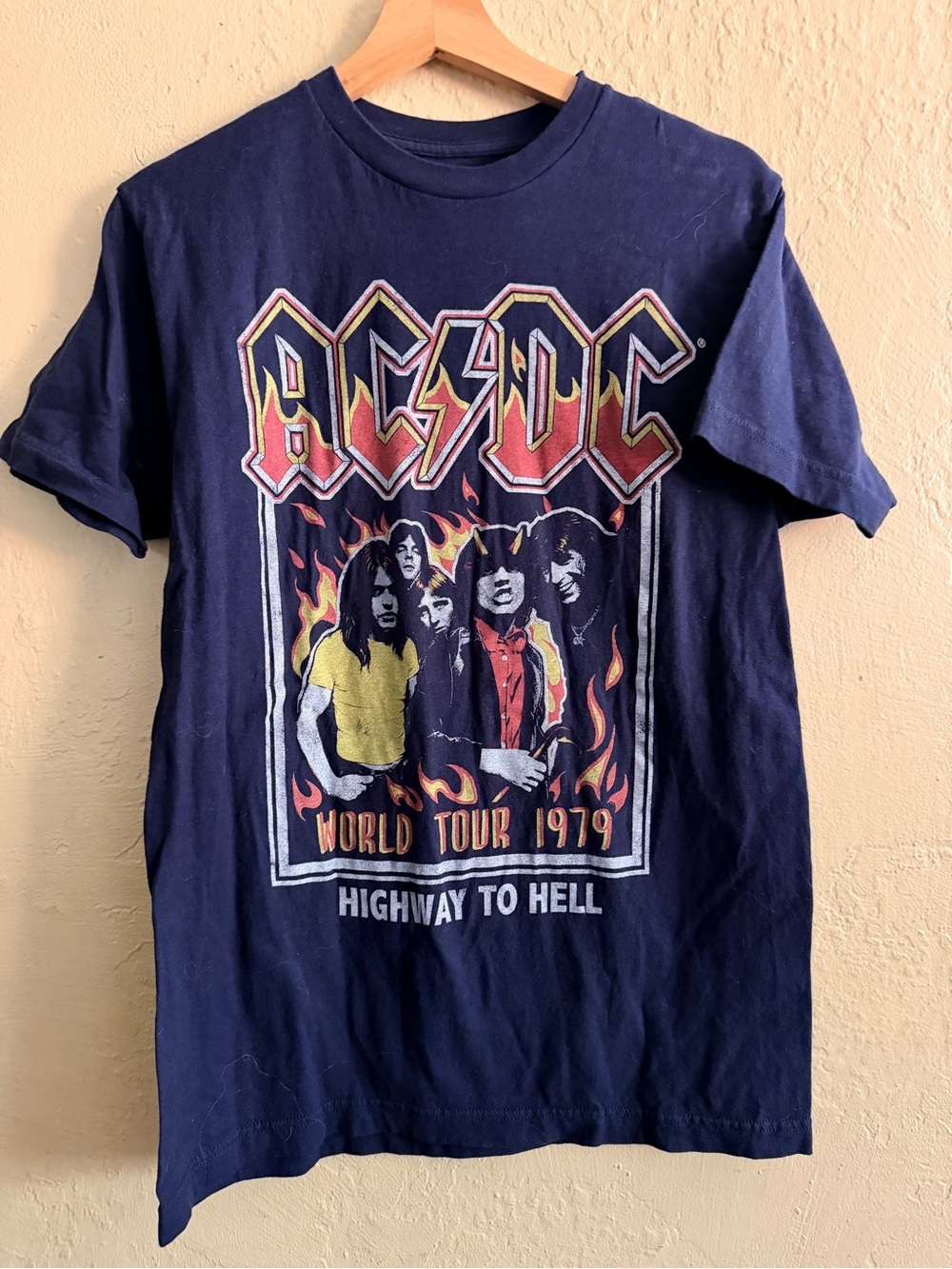 AC/DC Navy Short Sleeve 'World Tour 1979' Graphic Tee